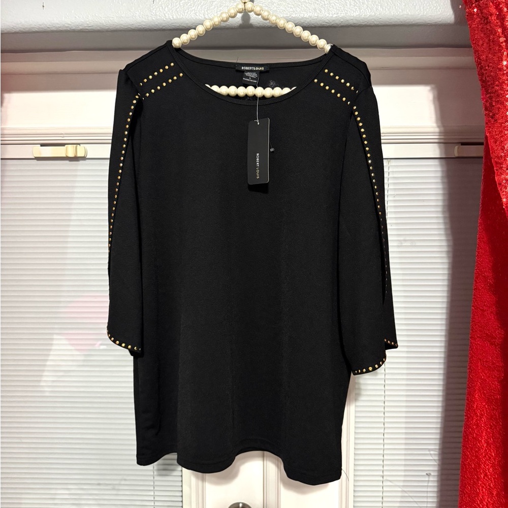 Robert Louis Black Top with Gold Stud Accents